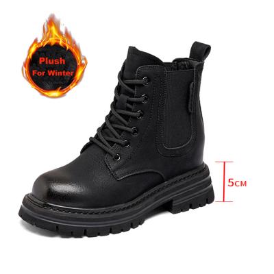 China New Hot Selling Style Deodorization Bovine Leather Ladies Ladies Girl Chelsea Lace Up Combat Boots for sale