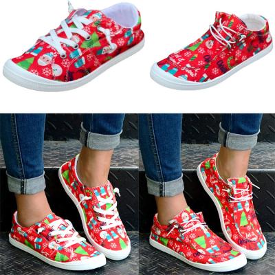 China Hot Selling Amazon Christmas Tree Ladies Round Round Ladies Comfortable Loafers Flats Loafers Slip-On Casual Shoes for sale