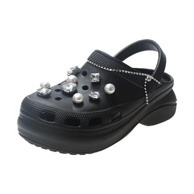 China China OEM Factory 2022 Hot Sale Round Pearl Decor Diamond Clogs Shoes Unisex Adult Classic Slipper for sale