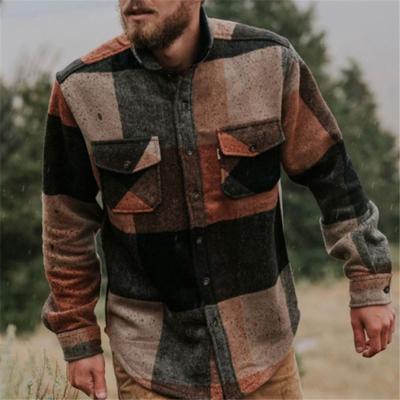 China England summer fashion sales men's patchwork color lapel warm thin shirt jacket slim type woolen coat for sale