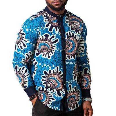 China Fashion 2022 New Arrival Anti-pilling Africa Style Arab Ethnic Printed Slim Fit Straight Shirt Long Sleeved Plus Size Men Top Clothing for sale