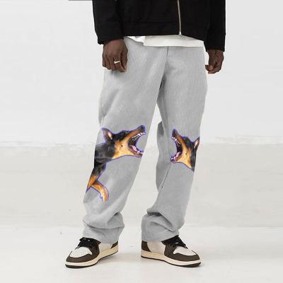 China New style 10801-SE63 breathable loose casual animal dogs long printing sehe fashion men's pants and trousers for sale