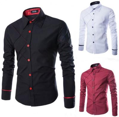 China Wholesale Patchwork Spring Anti-Pilling Casual Shirts Latest Designs For Mens Solid Shirts for sale