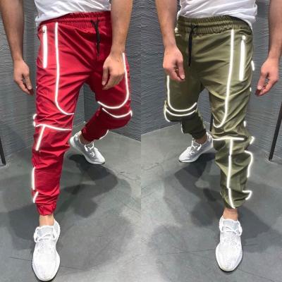 China Factory Wholesale Men's Hip Hop Gym Sweatpants Jogger Track Reflective Pants Plus Size With Drawstring for sale