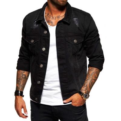 China Hot Sale JE032 Reversible Jeans Button Down Denim Jacket Men's Winter Bomber Jacket Hollow Out Men's Jeans for sale