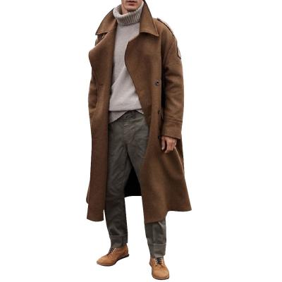 China Men's Long Sleeves Turn-down Anti-Shrink Collar Knee Length Cotton Winter Woolen Coat Men Coat for sale