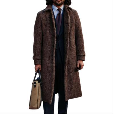 China 2021 New Solid Color Anti-Shrink Loose Coat Mens Long Coat Winter Woolen Clothing for sale