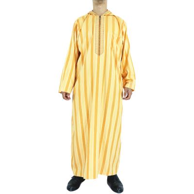 China 2021 new arrival africa style cotton men's long robe daffah abaya thobes islamic clothing ethnic muslim men striped casual long dress TC-MH002 for sale