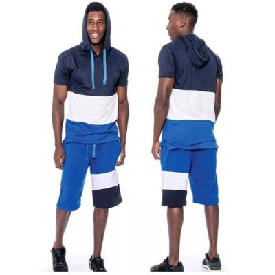 China Contrast Washable Sporty Casual Color Collar Activewear Men's Hooded Hoodie and Shorts Set Mens Short Pants Set - Pint for sale