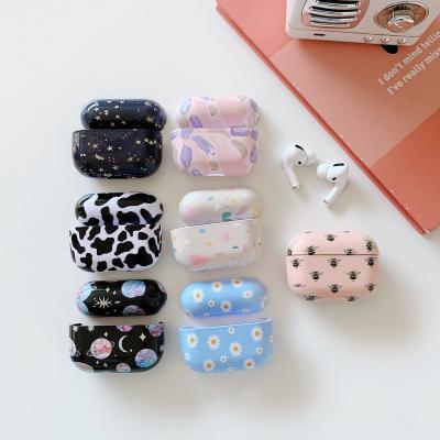 China Flower Light Starry Bee Moon Starry Sky Camouflage Block Printing PC Watercolor Case For AirPods pro for sale