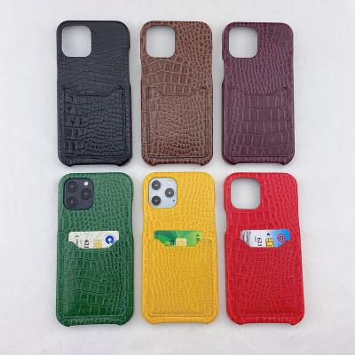 China Protective Luxury Alligator Printing PU Leather Phone Case with Card Bag for iPhone 7 8 plus X XS XR 11 12 pro Mini Max for sale