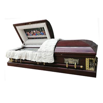 China European Style Supplies Funeral Burial Wooden Caskets Caskets With Decoration for sale