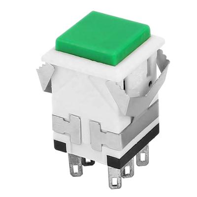 China ON ON KD2-23 DPDT Latching Push Button Switch Green Square Push Button Switch for sale