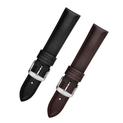 China Butterfly Buckle 18mm 20mm 22mm Top Grain Leather Watch Straps for sale