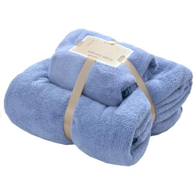 China Wholesale luxury high quality QUICK DRY can be customized coral color fleece bath towel set for sale