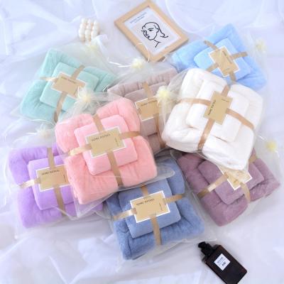 China Wholesale Cheap Microfiber Coral Fleece Bath Towel Gift Soft Absorbent Face Towel QUICK DRY Set Towel for sale