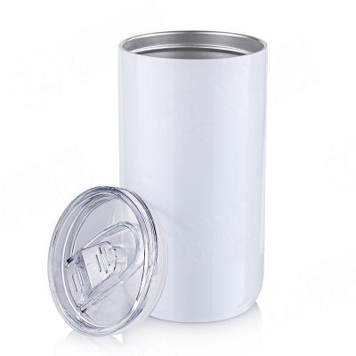 China Sustainable Sublimation White 12oz Blank Coffee Mug 4 In 1 Multi Function Can Cooler For Sublimation Printing for sale