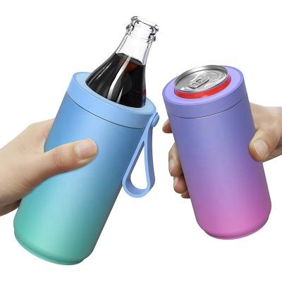 China Sustainable Insulated Slim Vacuum Insulated Can Cooler 12oz Beer Stainless Steel 4 In 1 Drink Can Cooler for sale