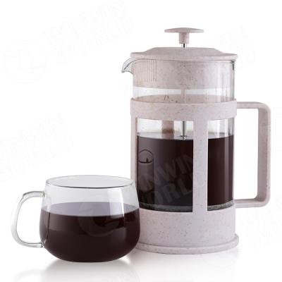 China 350ml Coffee Press Set Personal Sustainable Eco-firendly Coffee Maker Wheat Straw Glass French French Press Coffee Plunger for sale