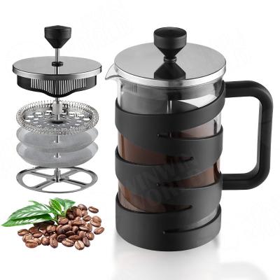 China WITH LID New Arrival Portable Travel Press Coffee Maker French Glass French Press with BPA Free Plastic Frame for sale