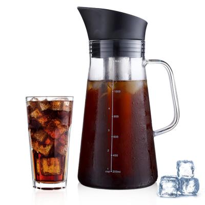 China New Arrival Sustainable Cold Brew Coffee Maker Carafe Glass Portable Water Jug with Coffee Infuser for sale