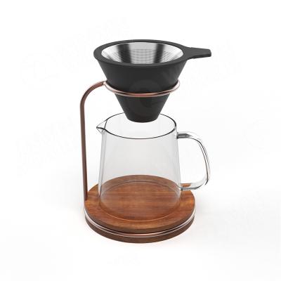 China Viable Pour Over Coffee Maker Dripper Hand Brewed Durable Glass Carafe Cafetiere 300ml And Cone Direct Coffee Drip With Coffee Filter for sale