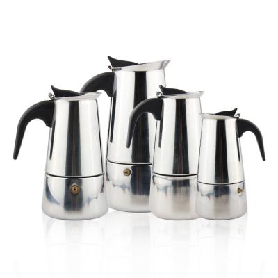 China Outdoor Stovetop Espresso Maker Stainless Steel Moka Pot Percolator Italian Coffee Maker For Induction Cooker for sale