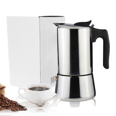 China WITH LID Stainless Steel Mini Coffee Maker Stovetop Espresso Maker Moka Pot Coffee Pass LFGB Italian Certification for sale