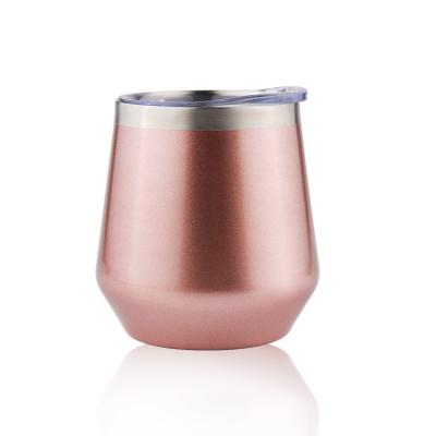 China 12 Oz Stemless Glass Wine Tumbler Sustainable Double Wall Vacuum Stainless Steel Insulated Wine Tumbler for sale