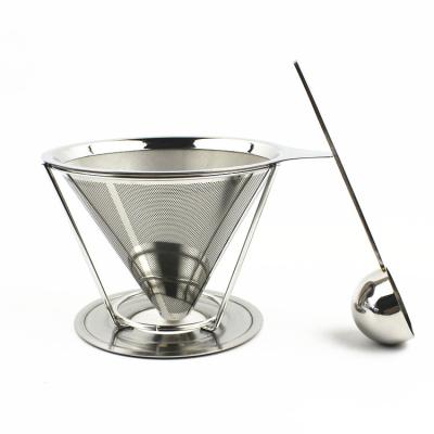 China Sustainable Reusable Double Wall Pour Over Stainless Steel Coffee Spout And Stainless Steel Spoon for sale