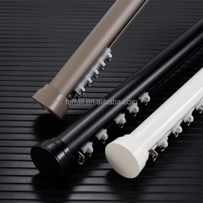 China Modern Single Curtain Rod Set DOUBLE Style DOUBLE Window Curtain Rod Minimalist Metal Surface Rod Set With Black Finials for sale