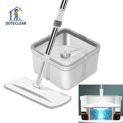 China Single Square Handfree Lazy Dirty Water Separated Workable Rotate 360 ​​Rotation Flat Mop Bucket For Home Floor Ceiling Cleaning Mop for sale