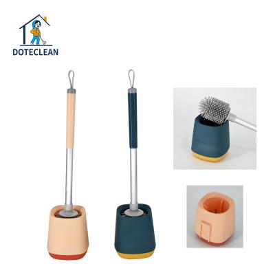 China Wall Mounted TPR Silicone Viable Manual Magic Toilet Brush and Holder Set for Bathroom Cleaning for sale