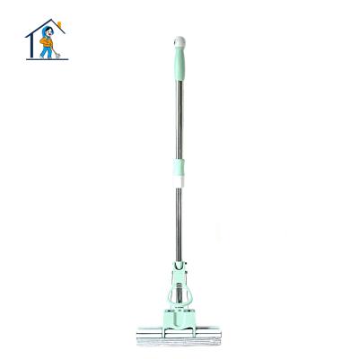 China Durable Rolling And Self Squeezing Floor Cleaner Telescopic Handle Sponge Winger PVA Magic Broom for sale