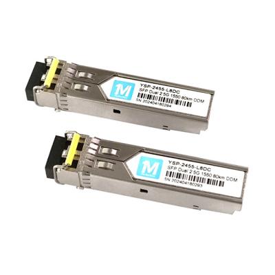 China Data Rate 2.5G Duplex 80km 1550nm LC Connector DDM Pluggable SFP Transceiver for Long Distance Fiber Optic Transceivers for sale