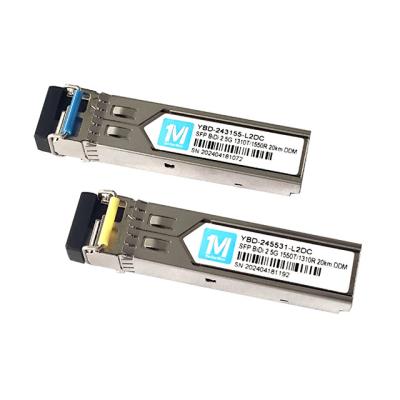 China SMF Fiber Type 2.5G BIDI 20km 1310nm/1550nm LC Connector DDM WDM Simplex Optical Module Transceiver SFP Module for sale