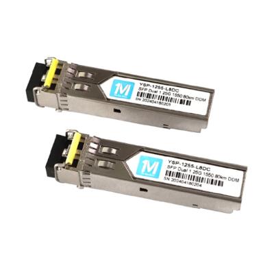 China 1.25G Duplex 80km 1550nm LC Connector DDM 1000BASE SMF Fiber Optic Module Pluggable SFP Transceiver 3.3V for sale