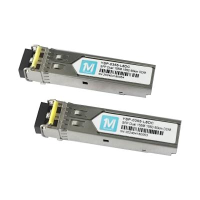 China Network Communication 155M Duplex 60km 1550nm LC Connector DDM 100BASE SMF Fiber Optic Module Pluggable SFP Transceiver for sale