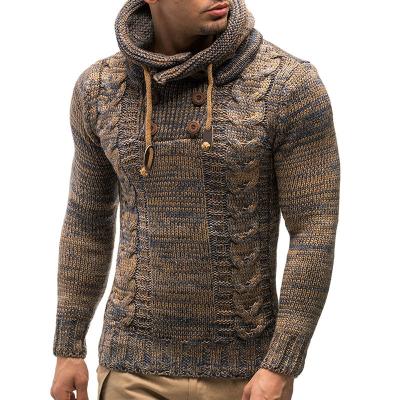 China 2022 Custom Amazon Anti-Wrinkle Turtle Neck Sweater Plus Size Plus Size Men's Casual Sweater Knitted Hooded Sweater Men for sale