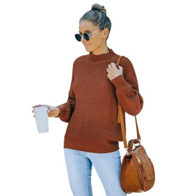 China Breathable knitwear ladies autumn and winter European loose and American women's border long-sleeved sweater new half high-neck for sale