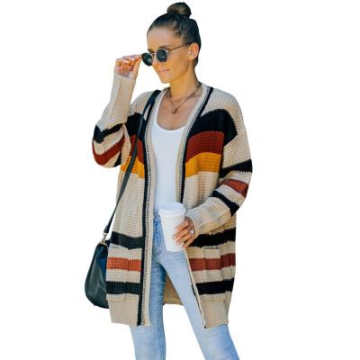 China Customized ladies breathable autumn and winter European new women's knitwear and American coat cardigan mid length sweater for sale