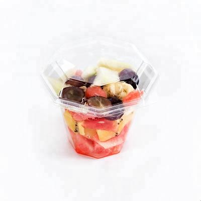 China Disposable Clear Disposable Fruit Vegetable Salad PET Fresh Cut Plastic Containers With Hinged Lids for sale