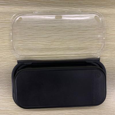 China Transparent Food Lid And Black Tray Hinged Disposable Clamshell Two Blister Colors Salad Box Sushi Container Blank PET Containers for sale