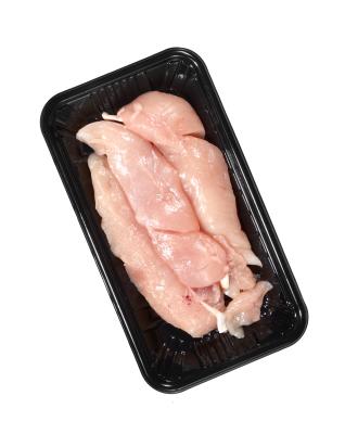 China Agriculture Rectangle Blister Tray CT PP Disposable Frozen Chicken Wings Flesh Lamb Meat Black Color Plastic Food Tray for sale