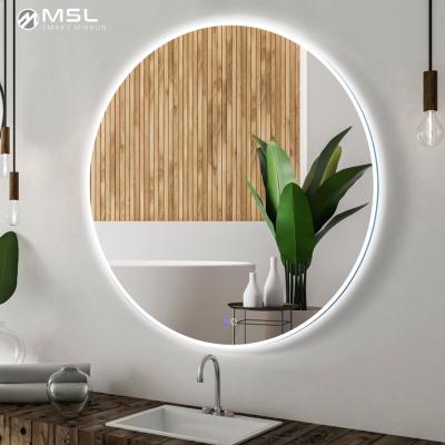 China wholesale Muslim Luxury 2-Face Style Round Shape Beauty Salon Mirror Furniture Cheap Magnifying Frameless Led Backlit Bath Mirrors for sale