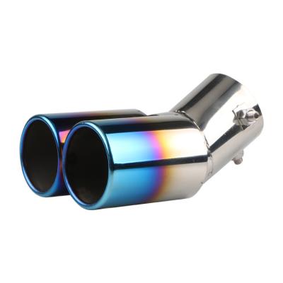 China Car Exhaust Pipe Tail Pipe Stainless Steel Dual Outlet Auto Tail Throat Tail Throat Rear Muffler Tips For Universal Cars for sale