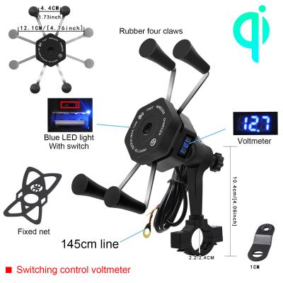 China Universal Adjustable ABS Bicycle Mobile Phone Bracket X Grip Skid Shock 360 Rotation Rotation Motorcycle Phone Flexible Wireless Charged Anti for sale