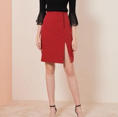 China High Waist Anti-Static Split Red Elegant Ladies Skirts Shein Woman Office Skirts Custom Designs for sale