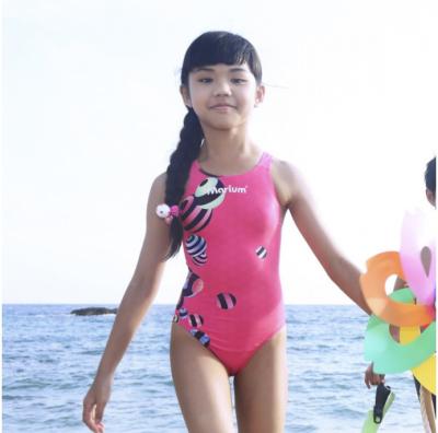 China Lovely Breathable Swimming Competition Girls Pink Swimsuit Suit Girls Swimwear For Kids for sale