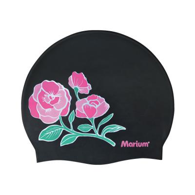 China For Sports Customized Floral Silicone Swimming Swimming Caps for sale